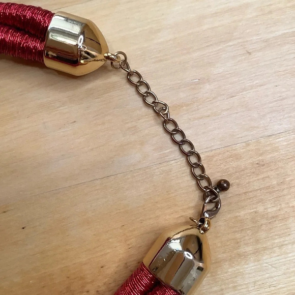 VINTAGE Red Twisted Rope Choker Statement Necklace - Picture 5 of 9